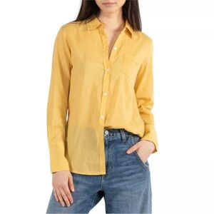 Nili Lotan Cotton Voile Shirt Sz M Tuscan Yellow NWT Semi Sheer
